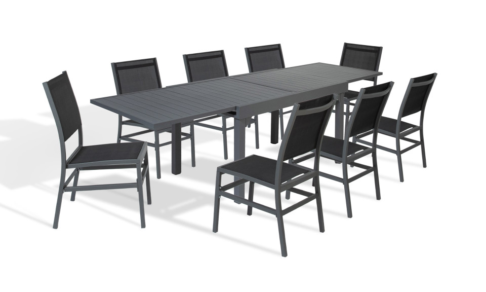 Salon de jardin aluminium extensible 135-270 cm + 8 chaises Salon de jardin aluminium extensible 135-270 cm + 8 chaises