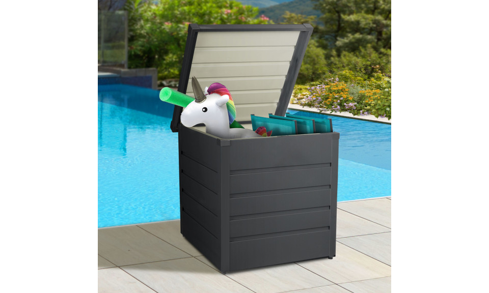 Boîte De Rangement Extérieur ILESTO En Acier - 179x76,5x68,2 Cm, Argentée, Avec Amortisseur Et Serrure, Pour Balcon Terrasse