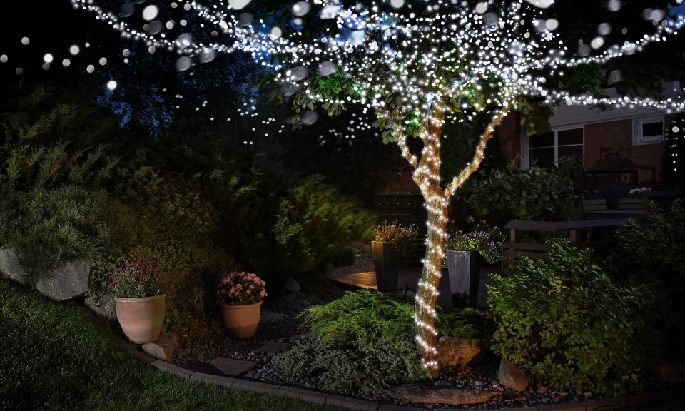 Guirlande lumineuse LED Chaine De Lampes Décoration pour Patio Café Blanc Chaud lumineuse solaire Décoration de Parti Jardin 